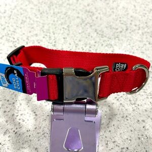 PLAY ON DOG PET COLLAR SIZE LARGE 1x18-21 INCH UP TO 90 POUNDS RED